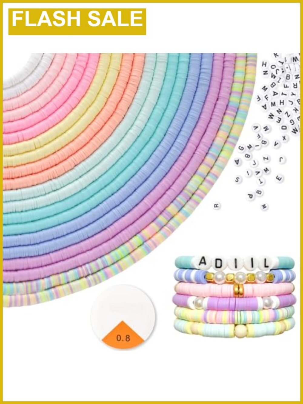 7200pcs Clay Bead Bracelet Making Kit 6mm Polymer Heishi Beads DIY Jewelry Craft